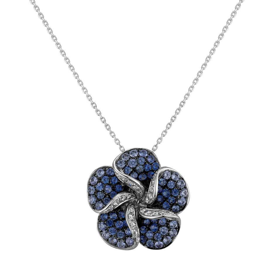 Přívěsok s diamantmi a zafírmi Bellflower
