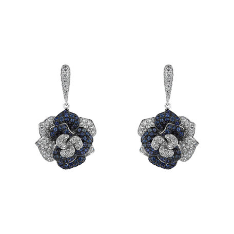 Náušnice s diamantmi a zafírmi Charming Unique