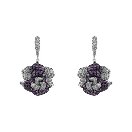 Náušnice s diamantmi a zafírmi Charming Unique