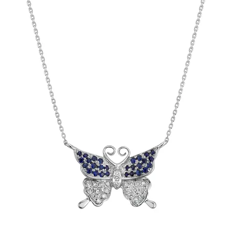 Náhrdelník s diamantmi a zafírmi Monogram Butterfly