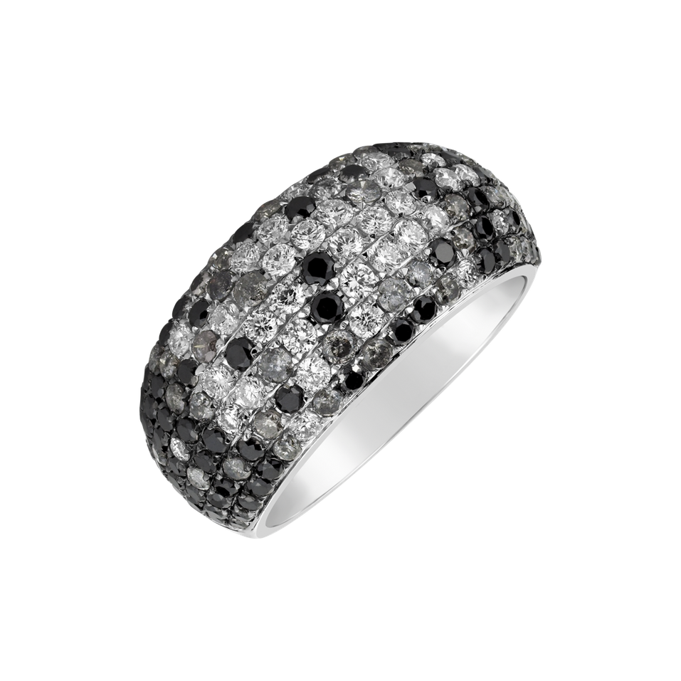 Prsteň s čiernymi a bielymi diamantmi Marwan