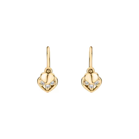 Detské náušnice s diamantmi Elegance Hearts