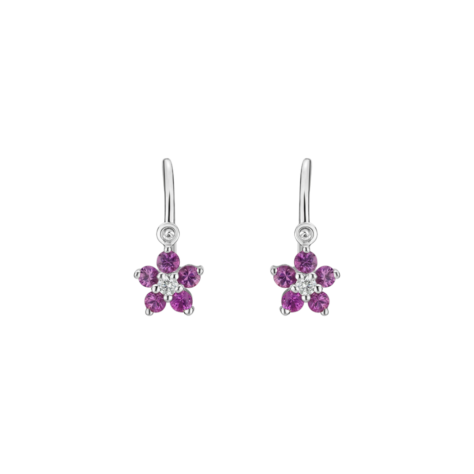 Detské náušnice s diamantom a zafírmi Lovely