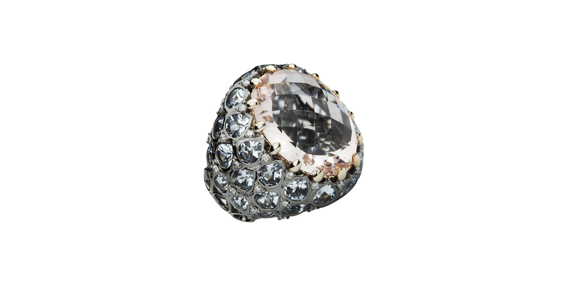 Prsteň s akvamarínom, diamantmi a morganitom Venus Dream