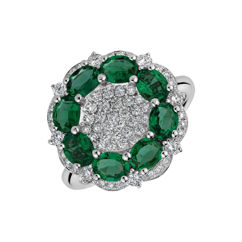 Prsteň s diamantmi a smaragdmi Cadmium Green