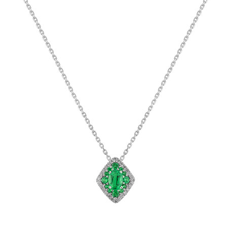 Přívěsok s diamantmi a smaragdmi Dedication of Green