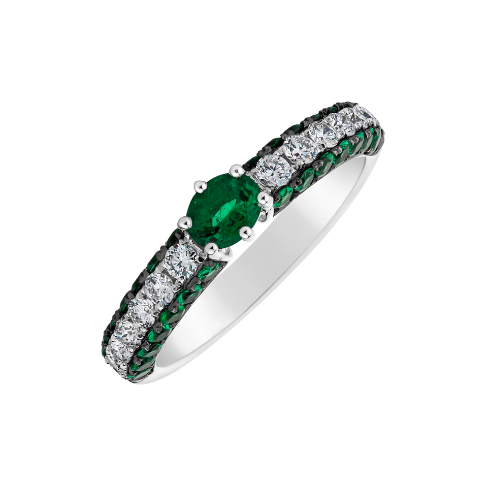 Prsteň so smaragdmi a diamantmi The Emerald Way