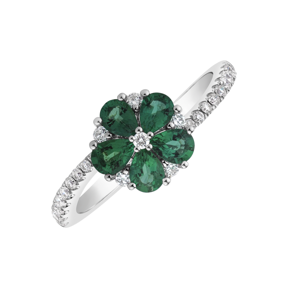 Prsteň s diamantmi a smaragdmi Magic Daisy
