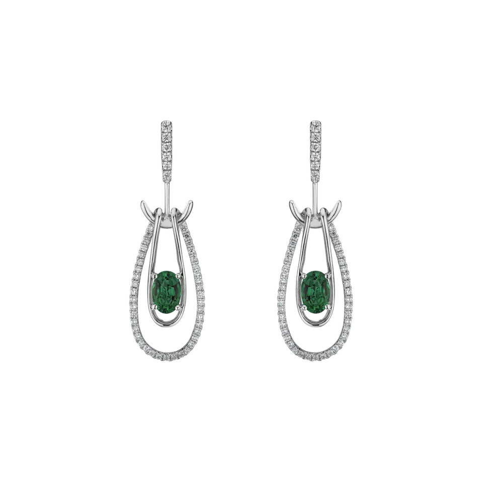 Náušnice so smaragdom a diamantmi Gravity of Emerald