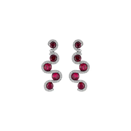 Náušnice s rubínmi a diamantmi Ruby Pulse