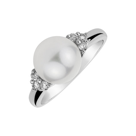 Prsteň s perlou a diamantmi Cherubic Shore
