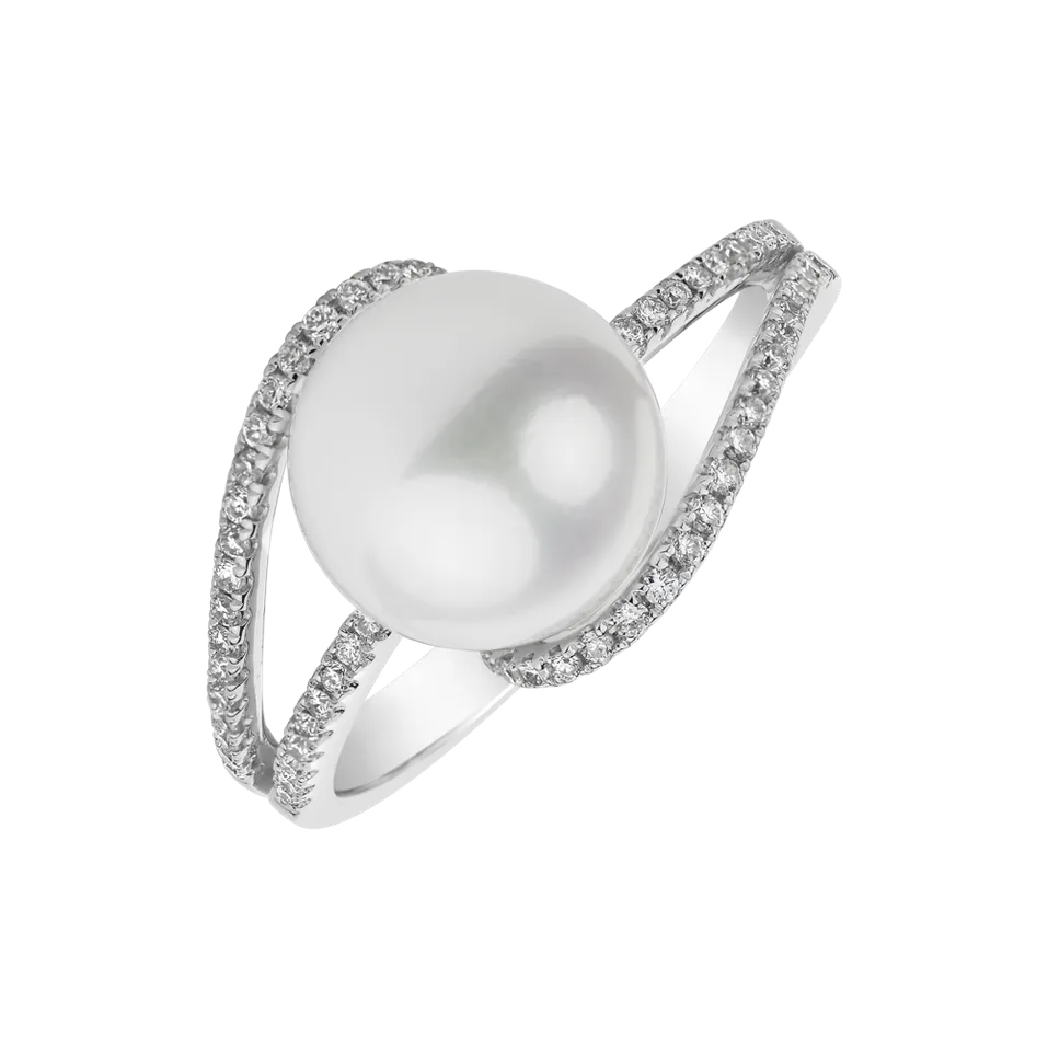 Prsteň s perlou a diamantmi Mermaids Gift