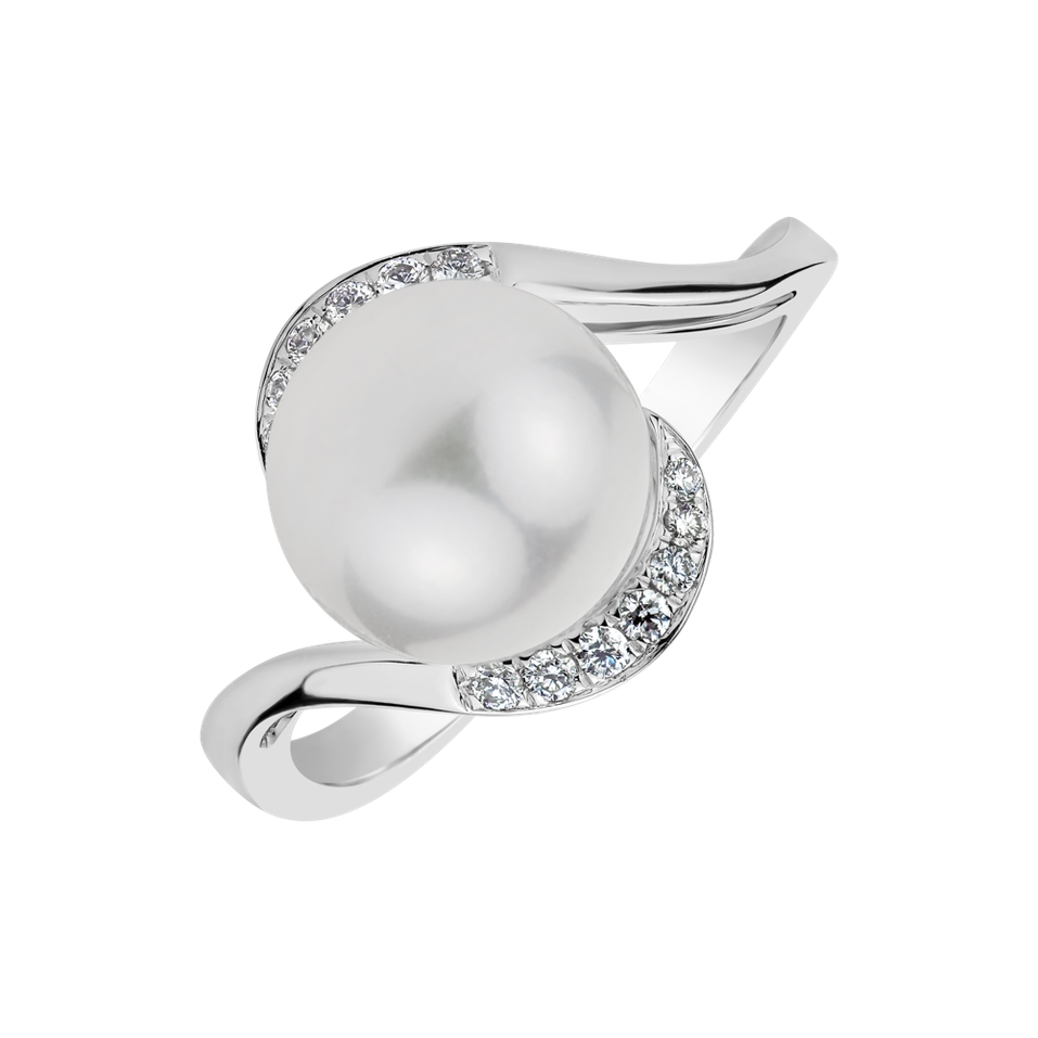 Prsteň s perlou a diamantmi Manaitios
