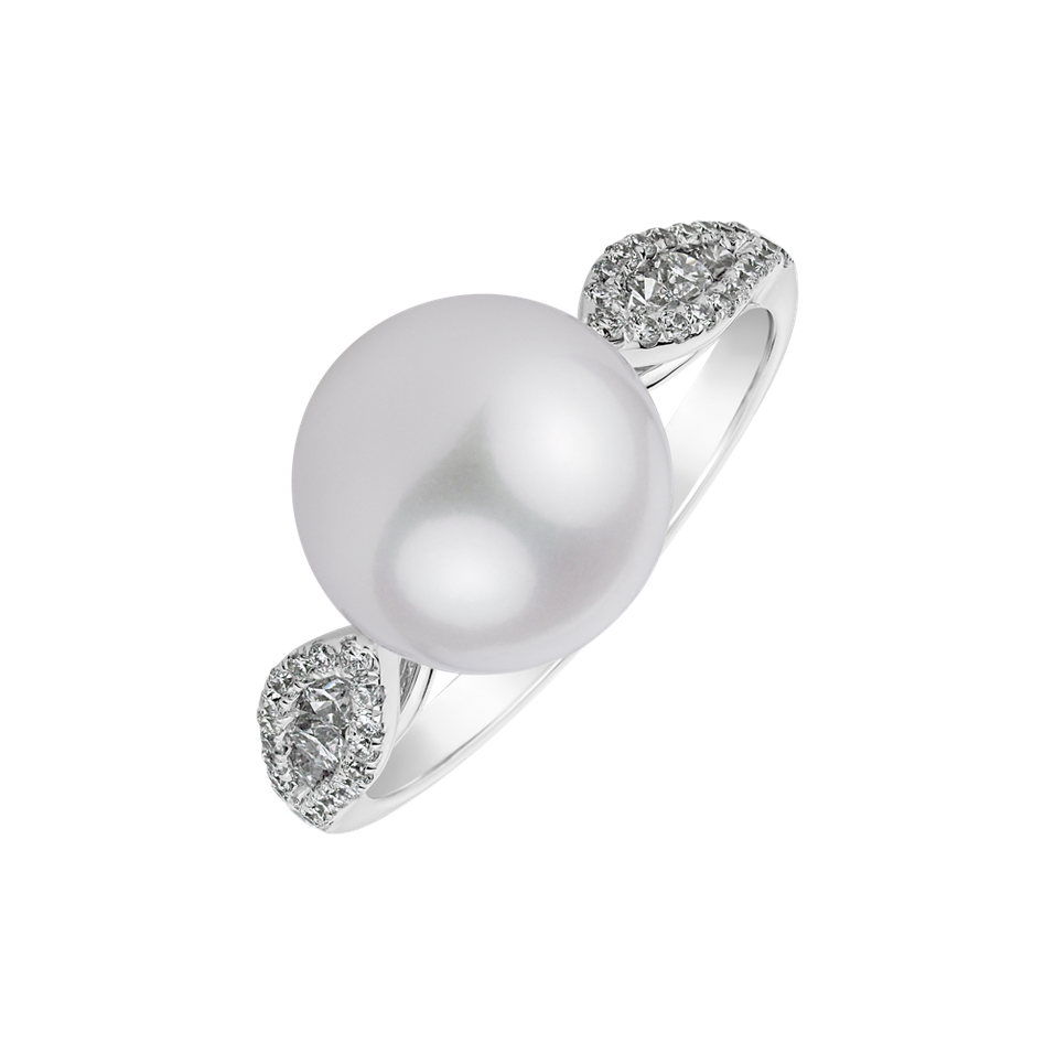 Prsteň s perlou a diamantmi Fantasy Pearl