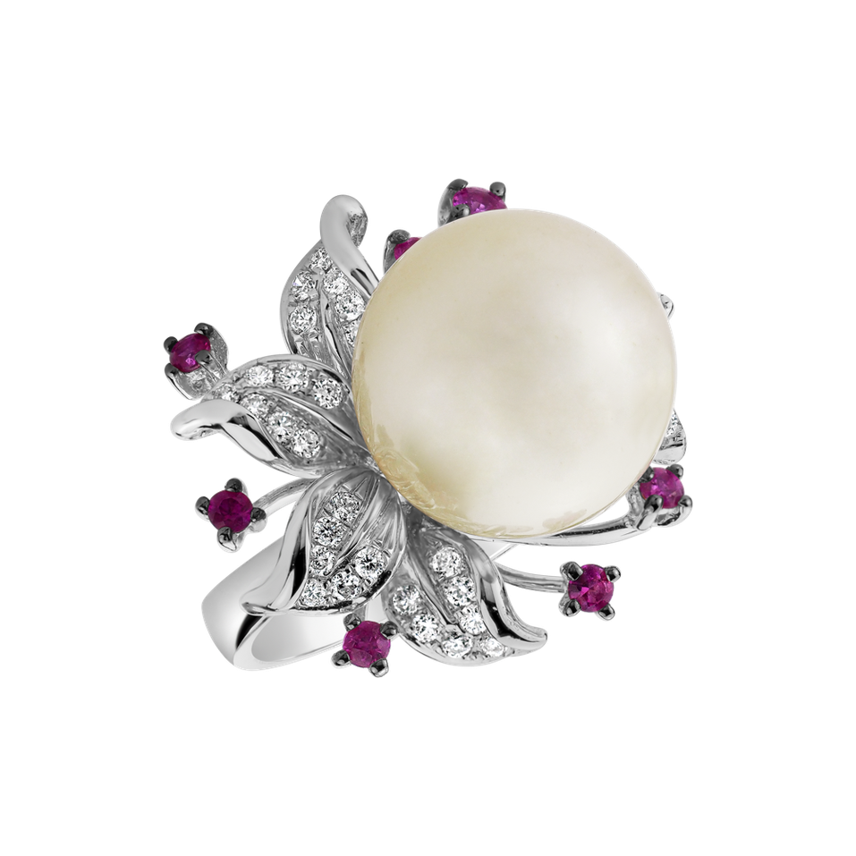 Prsteň s perlou, diamantmi a zafírmi Ocean Orchid