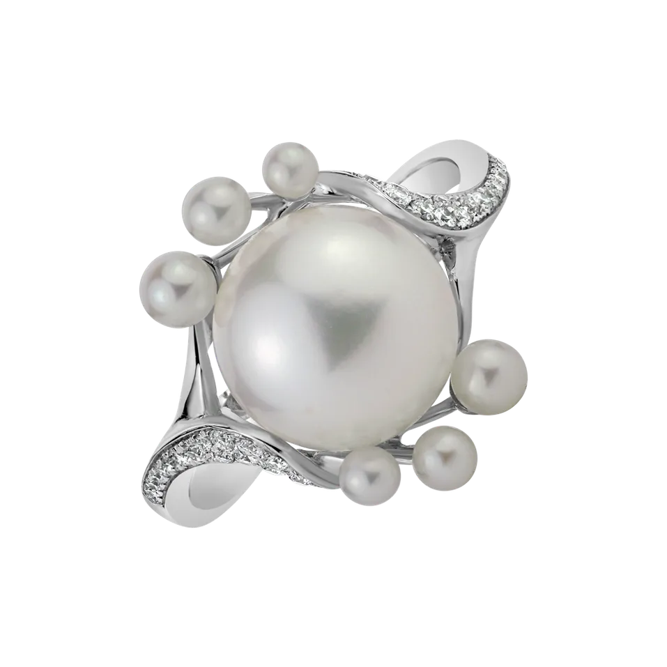 Prsteň s perlou a diamantmi White Virgin