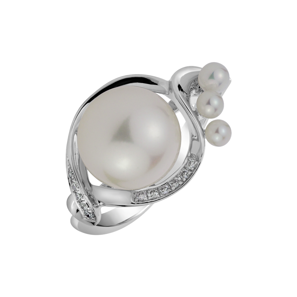 Prsteň s perlou a diamantmi Princess Pearl
