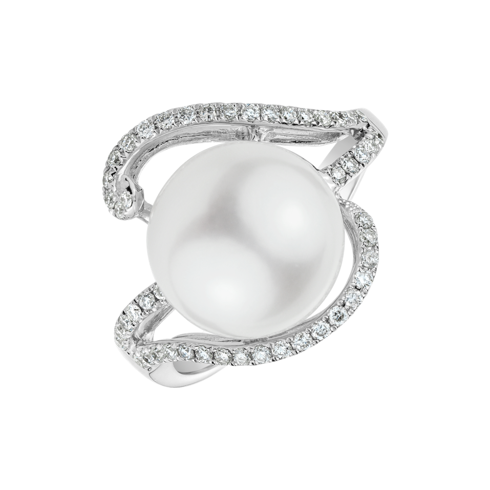 Prsteň s perlou a diamantmi Pearl Charm