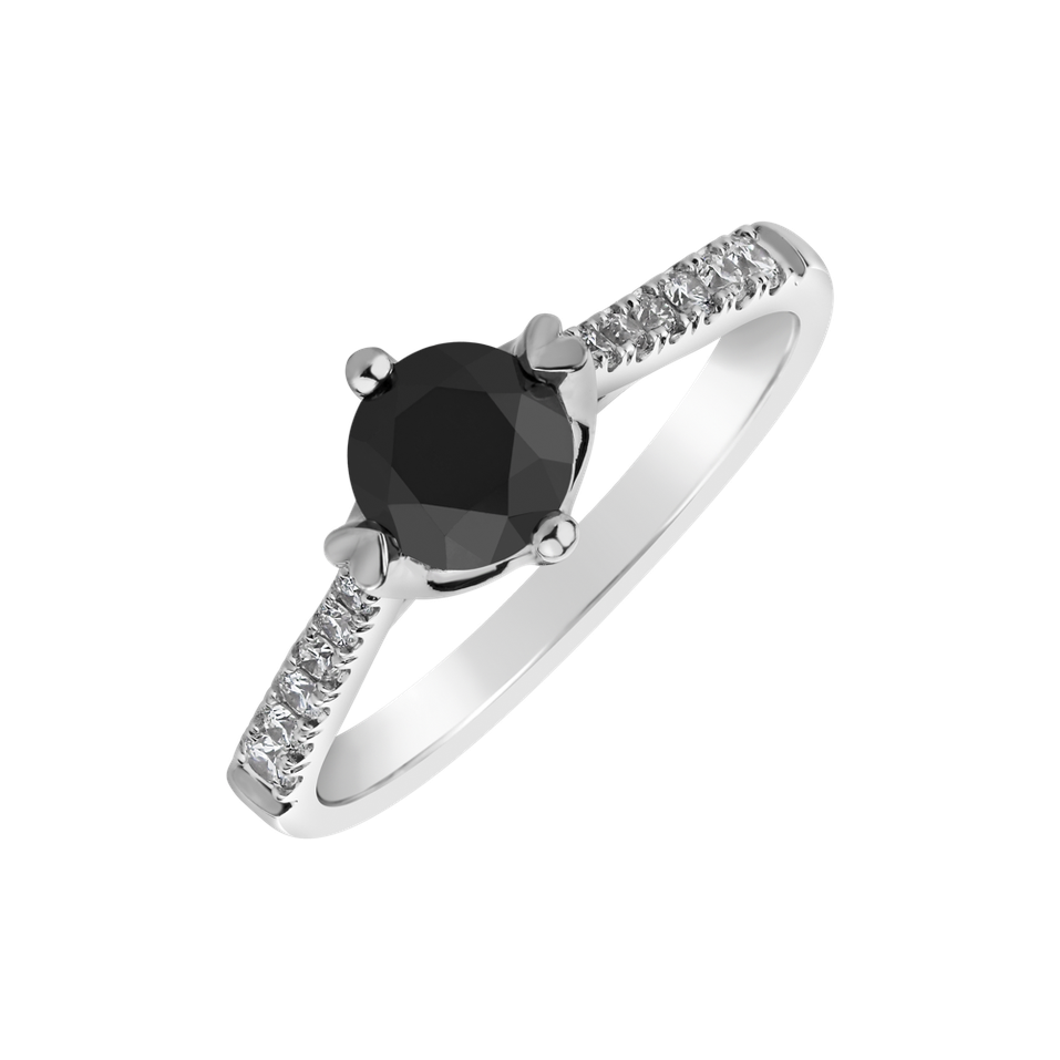 Prsteň s bielymi a čiernymi diamantmi Night Tear