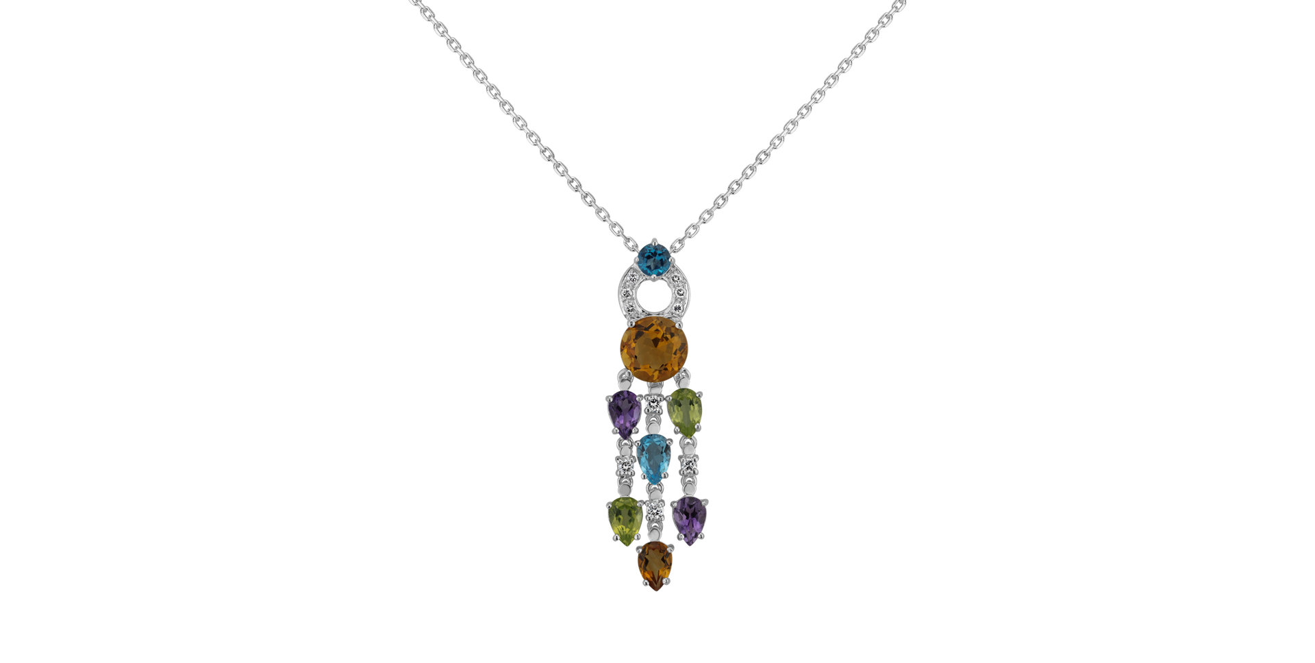 Přívěsok s diamantmi a drahokamami Multicolour Passion