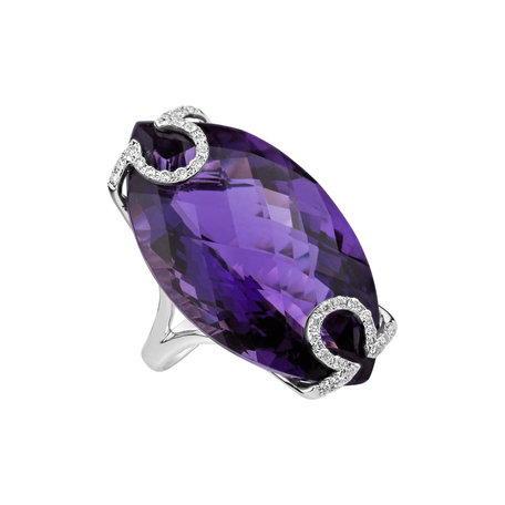 Prsteň s ametystom a diamantmi Purple Glow