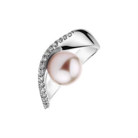 Prsteň s perlou a diamantmi Queen of Pearl