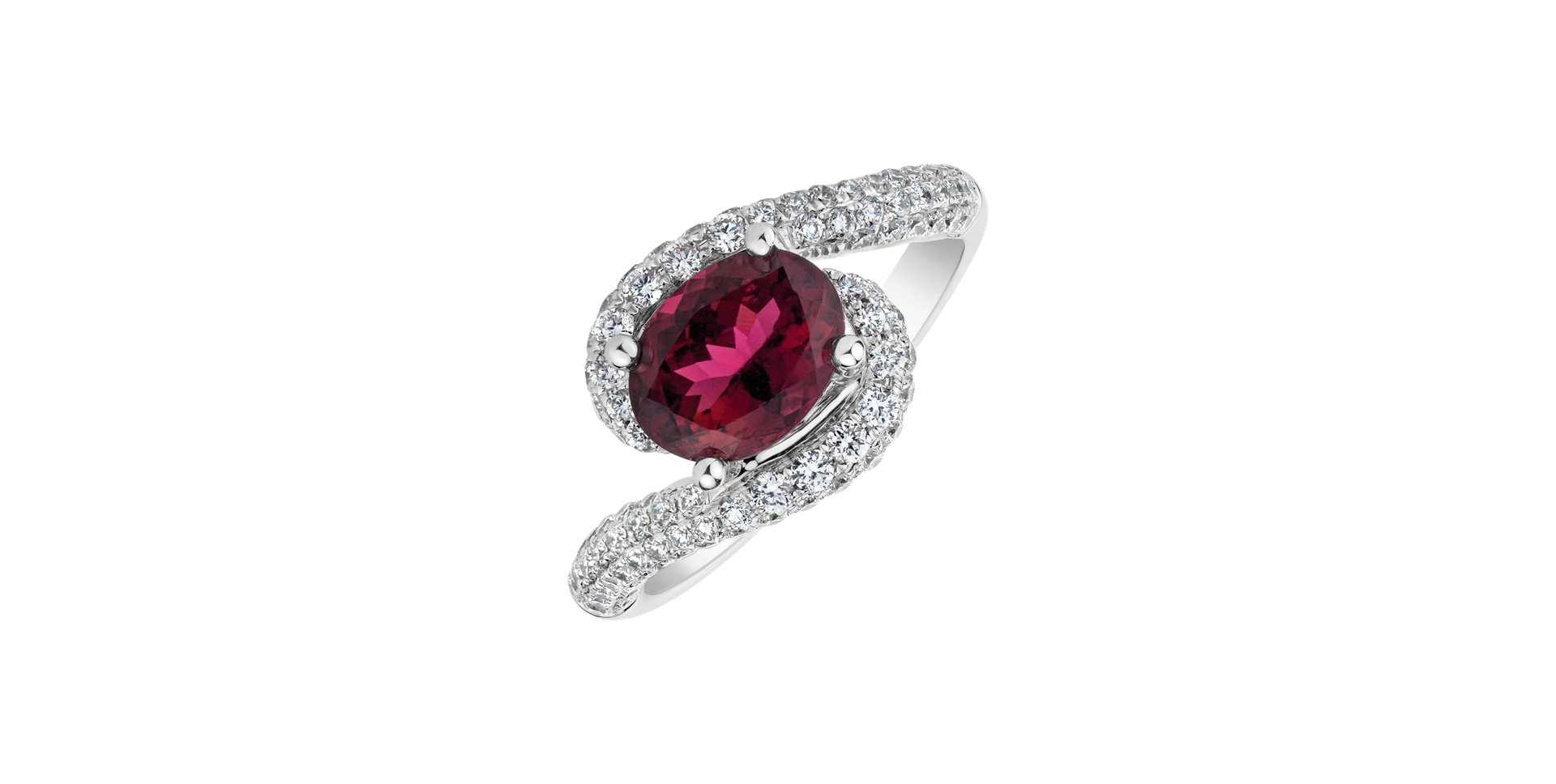 Prsteň s turmalínom a diamantmi Red Galaxy