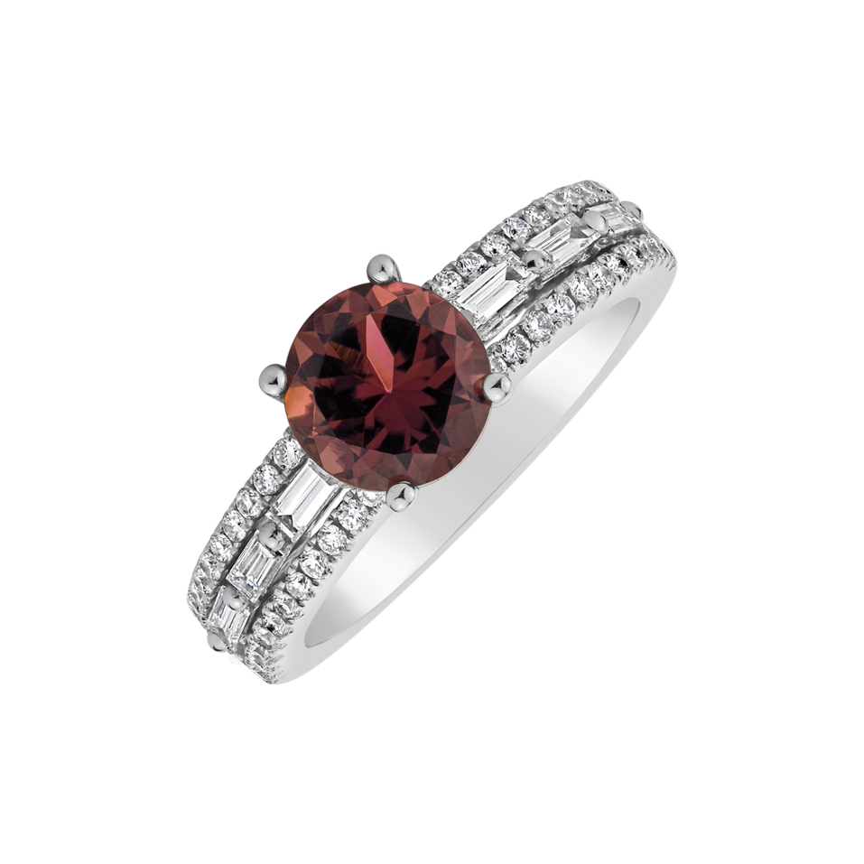 Prsteň s turmalínom a diamantmi Red Pleasure