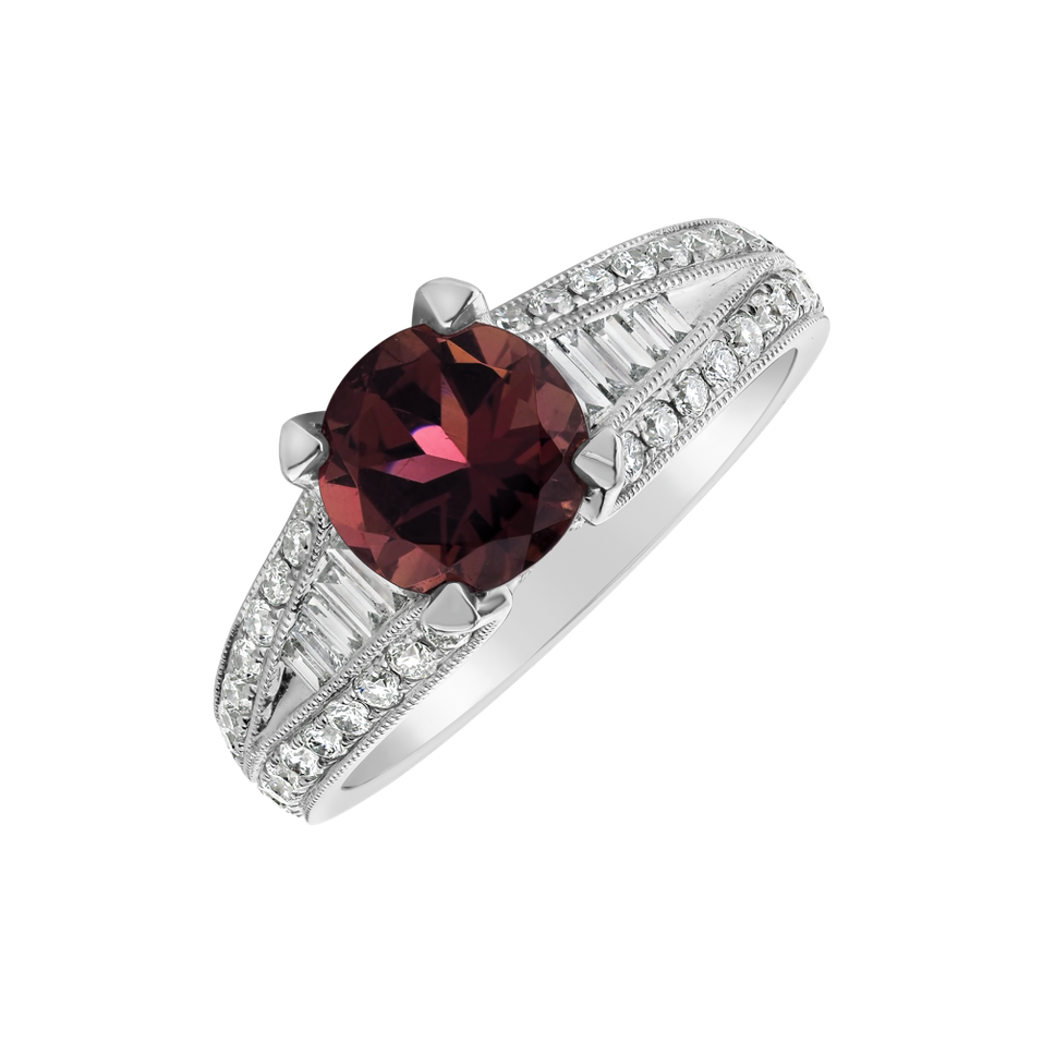 Prsteň s turmalínom a diamantmi Red Mosaic