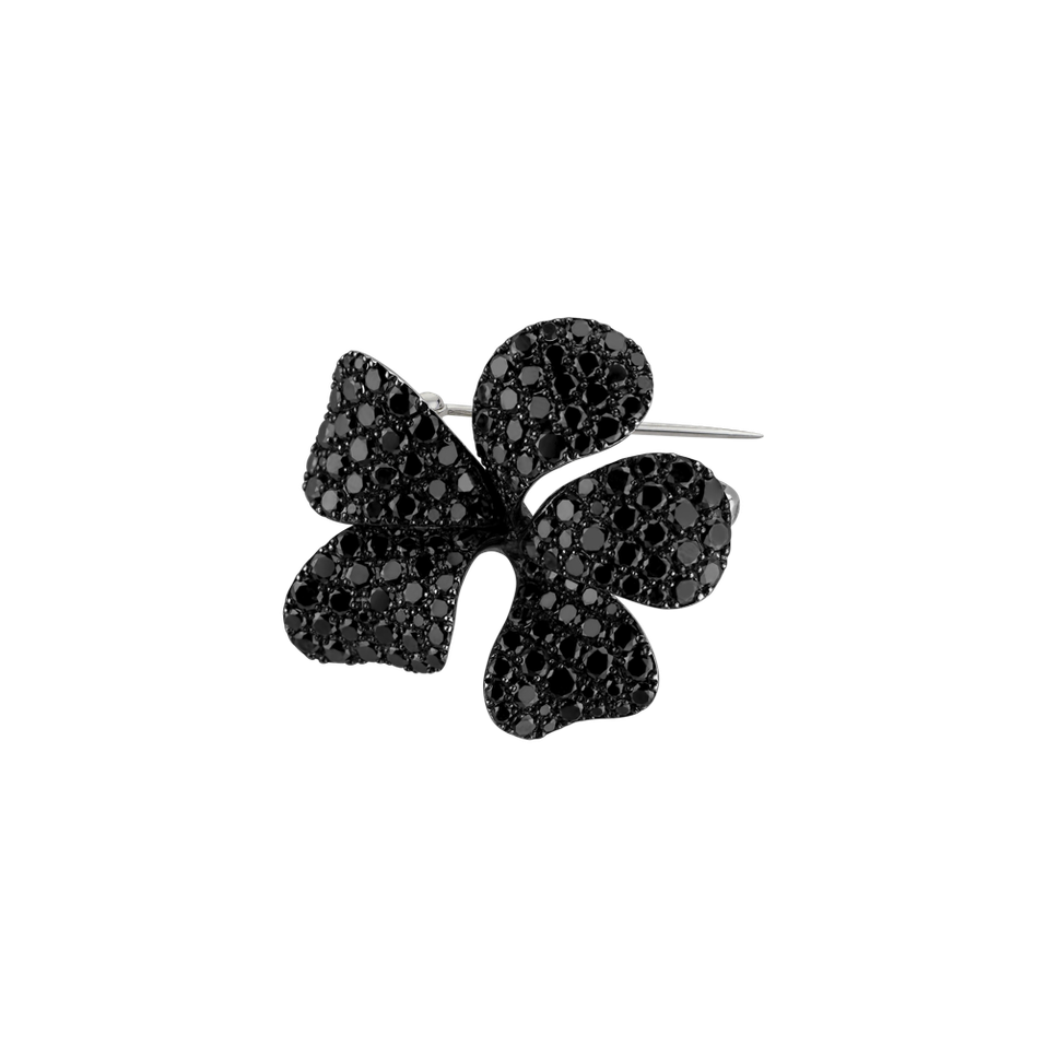 Brošňa s čiernymi diamantmi Floral Sin