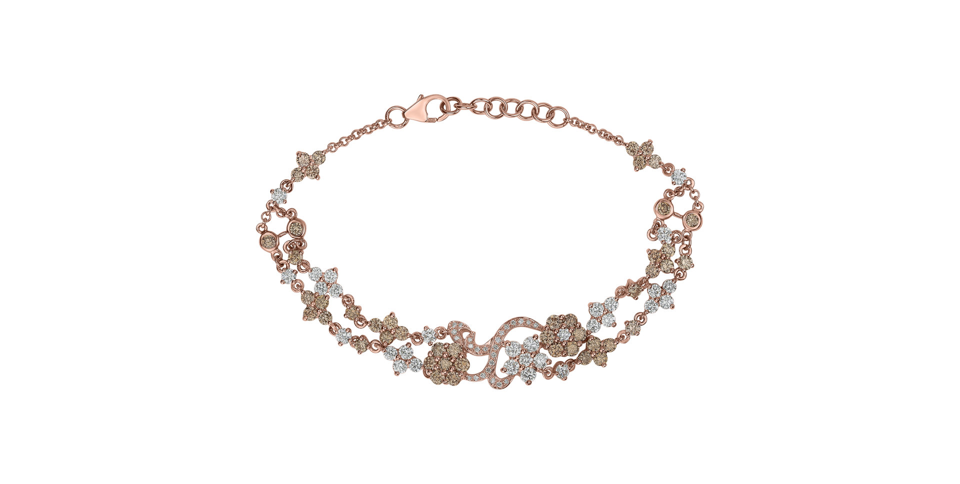 Náramok s bielymi a hnedými diamantmi Starshine Flowers