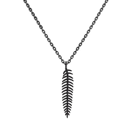 Přívěsok s čiernymi diamantmi Amazing Feather