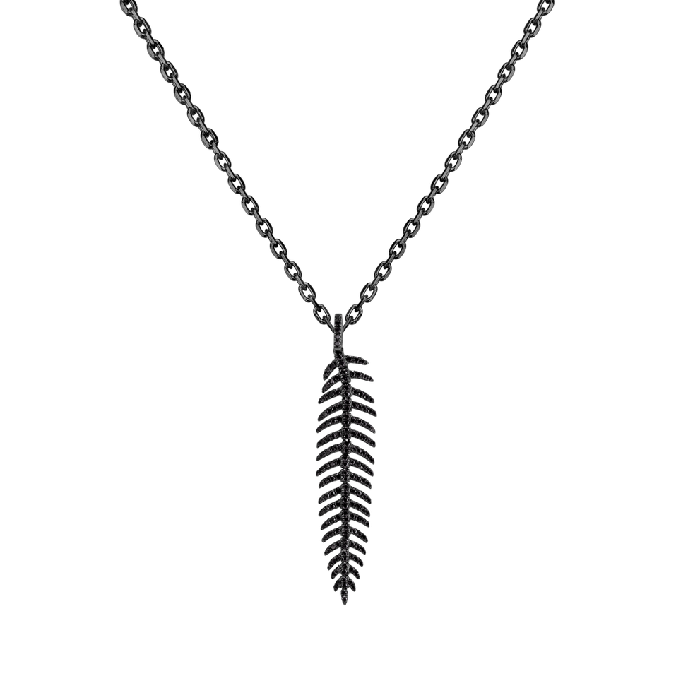 Přívěsok s čiernymi diamantmi Amazing Feather