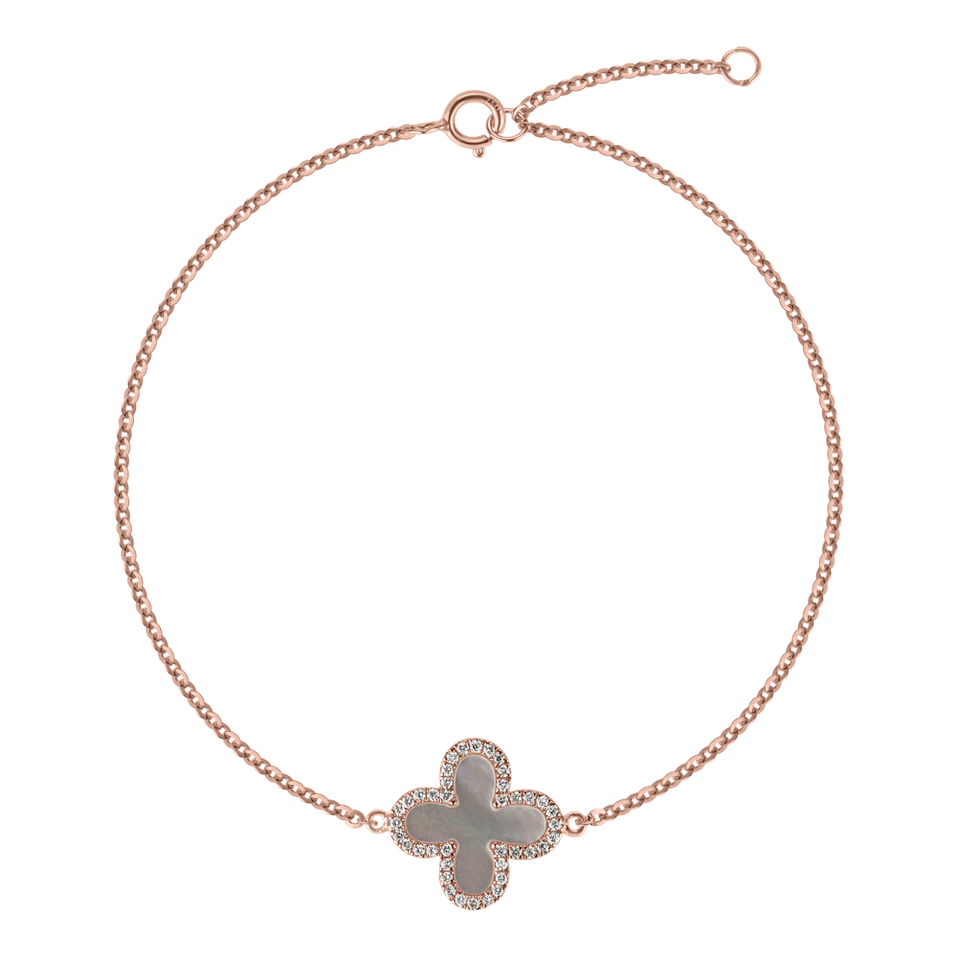 Náramok s perleťou a diamantmi Heaven Cloverleaf