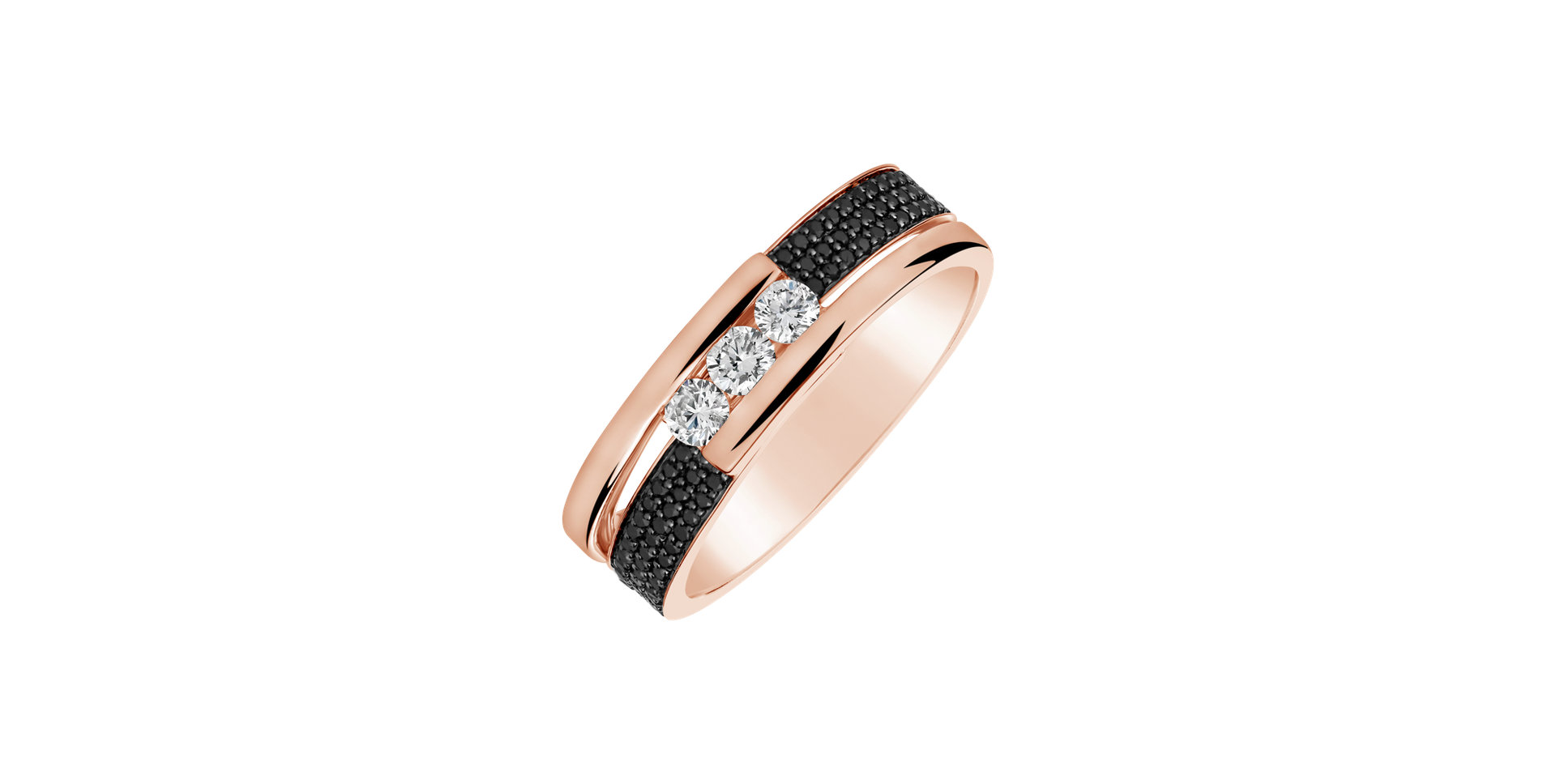 Prsteň s čiernymi a bielymi diamantmi Diamond Message