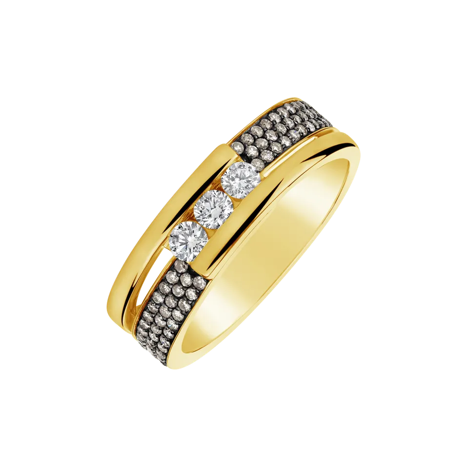 Prsteň s bielymi a hnedými diamantmi Diamond Message