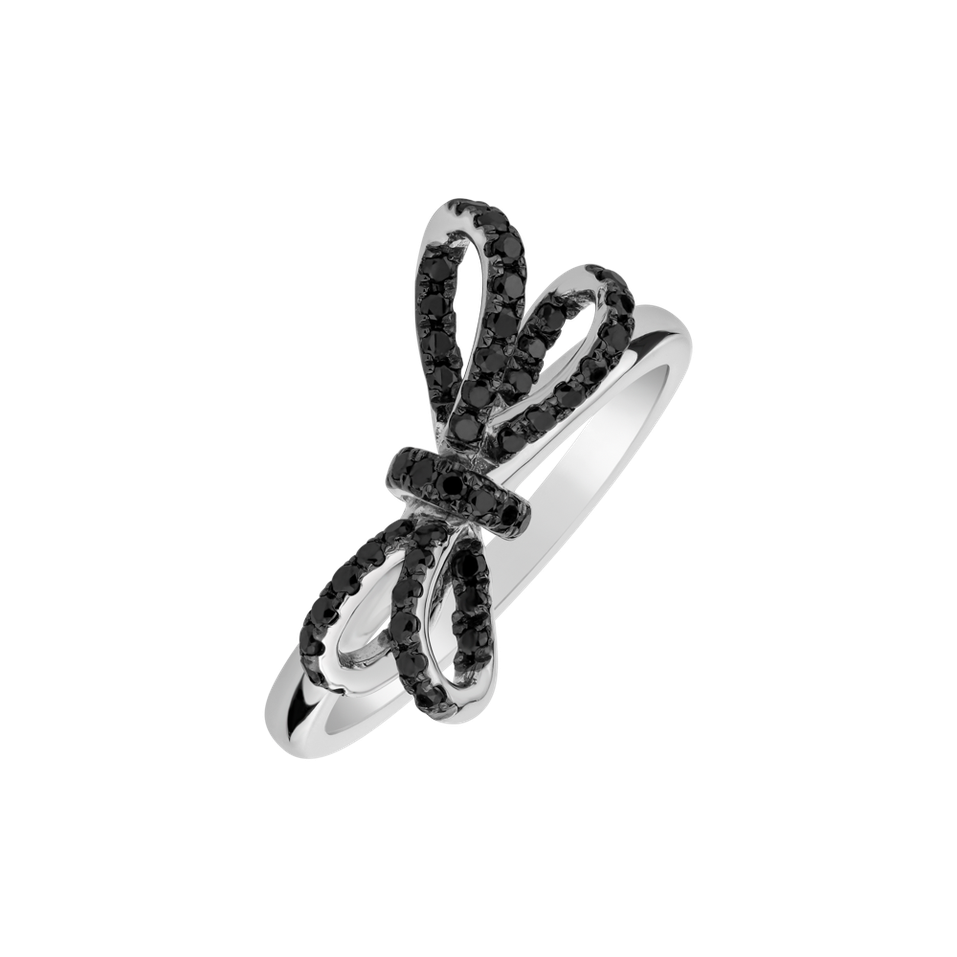Prsteň s čiernymi diamantmi Galaxy Ribbon