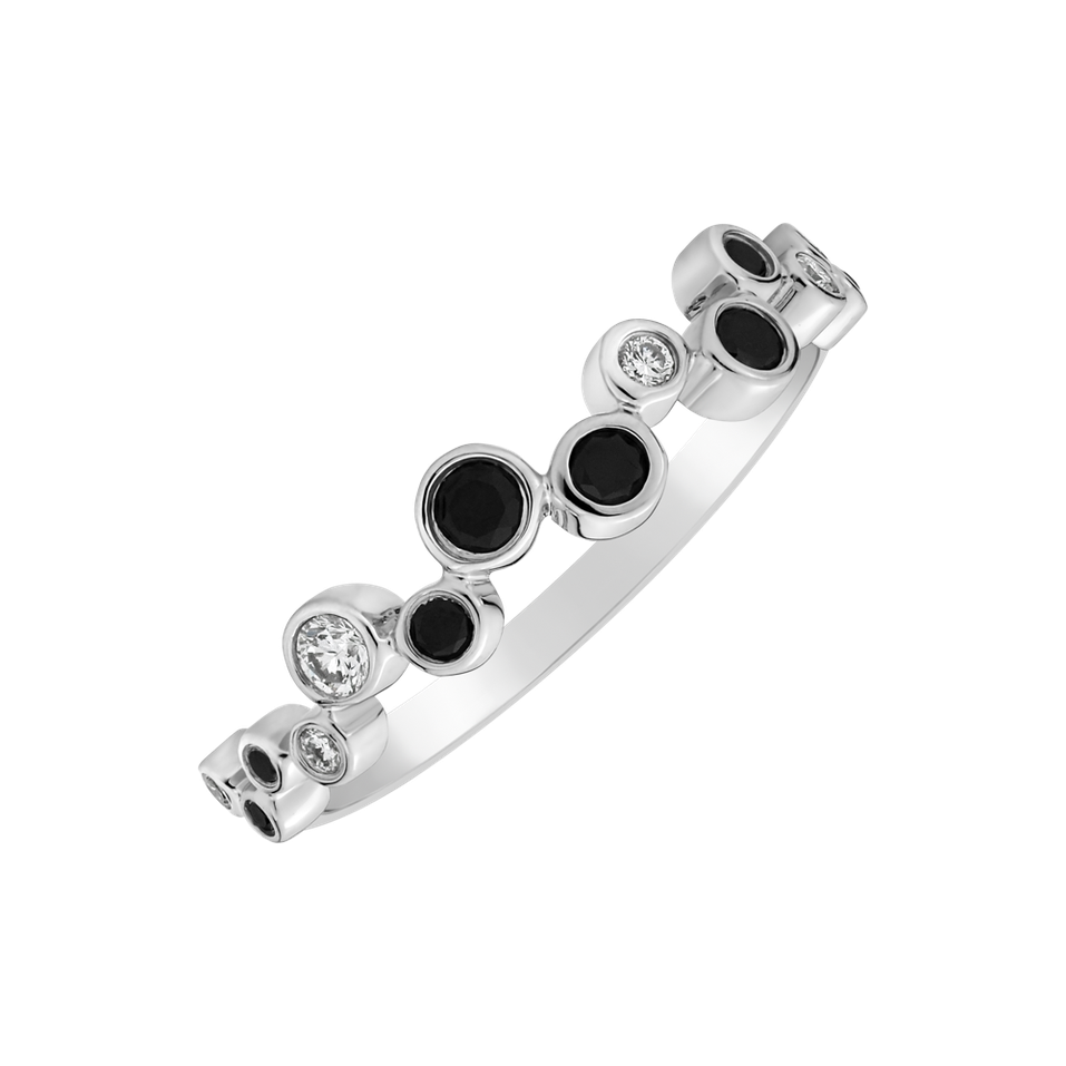 Prsteň s čiernymi a bielymi diamantmi Virgin Tears