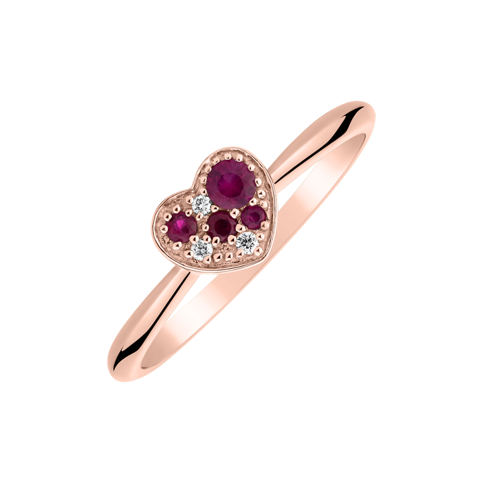 Prsteň s diamantmi a rubínmi First Date