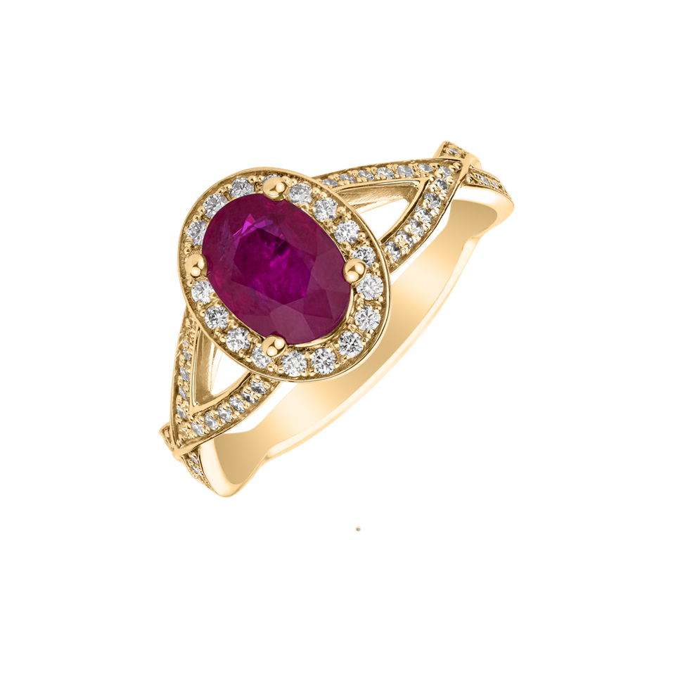 Prsteň s rubínom a diamantmi Space Princess