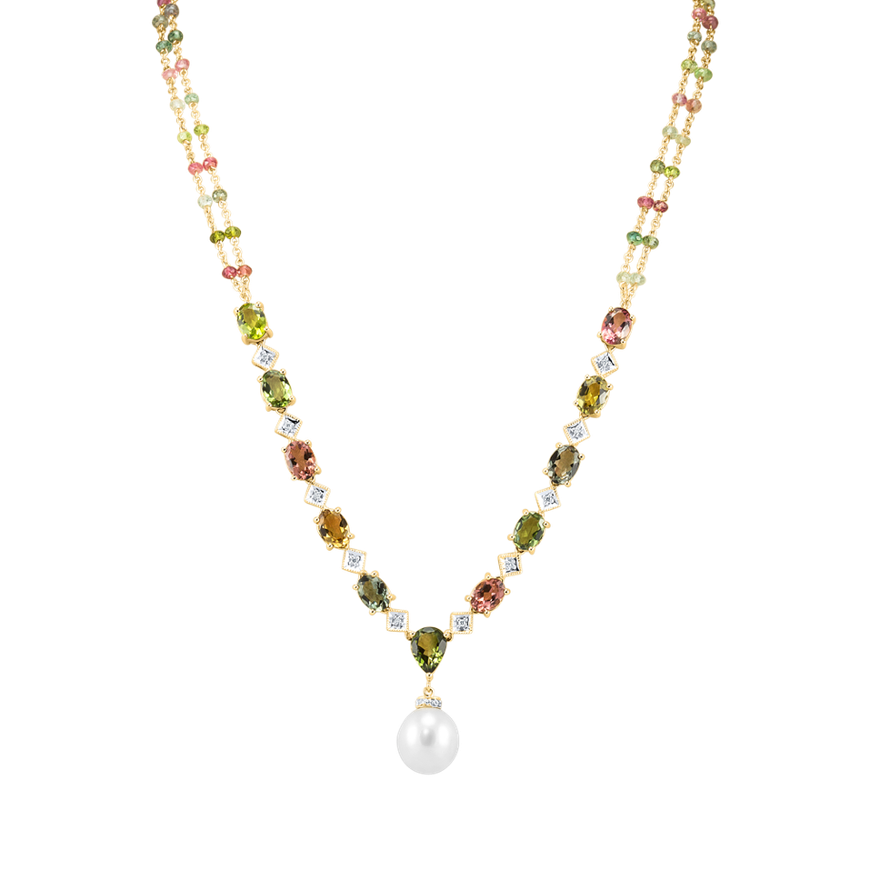 Náhrdelník s diamantmi, turmalínmi a perlou Caesarean Poetry