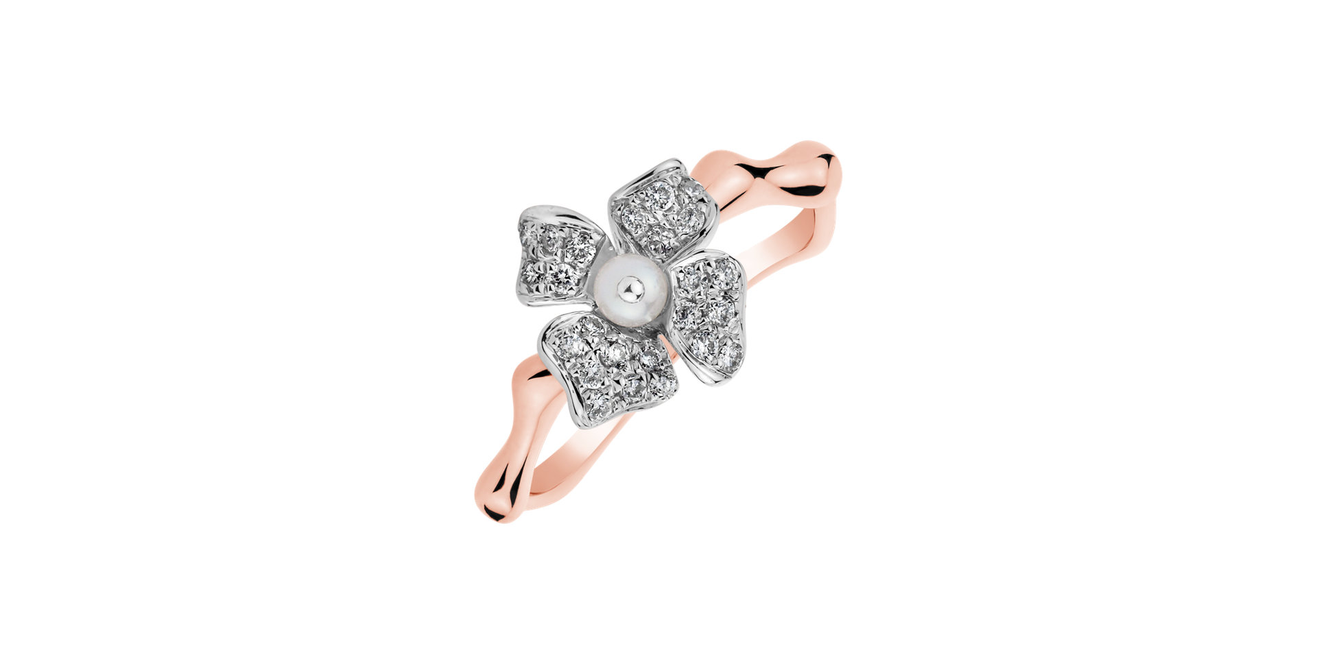 Prsteň s perlou a diamantmi Ocean Bloom