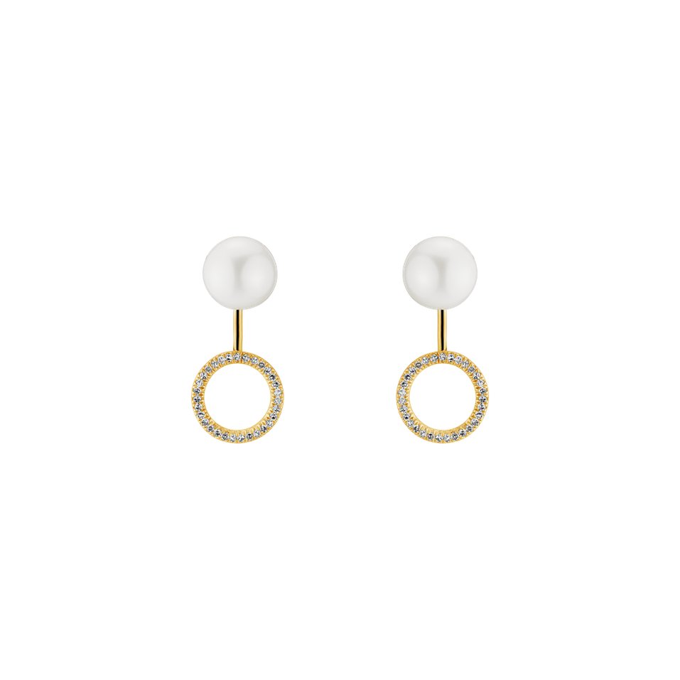 Náušnice s perlou a diamantmi Purea
