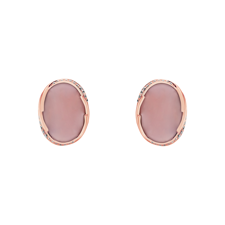 Náušnice s ruženínom a diamantmi Mystic Blossom