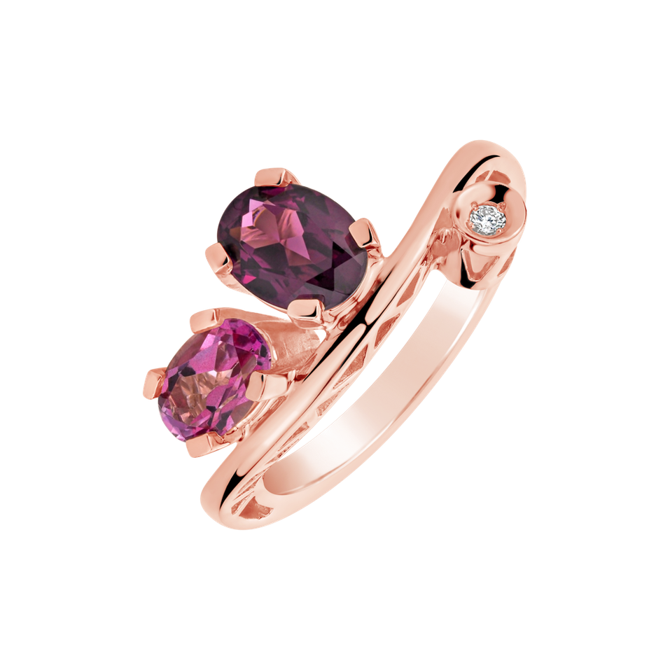 Prsteň s diamantmi, rhodolitom a topásom Dream Treasure