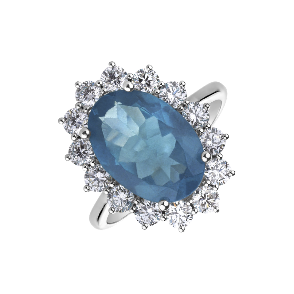 Prsteň s apatitom a diamantmi Sky Goddess