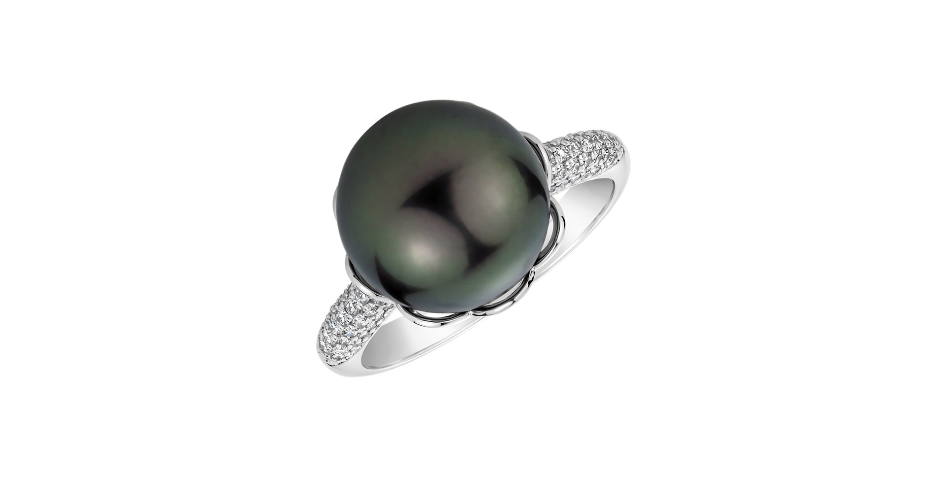 Prsteň s perlou a diamantmi Pearly Attraction