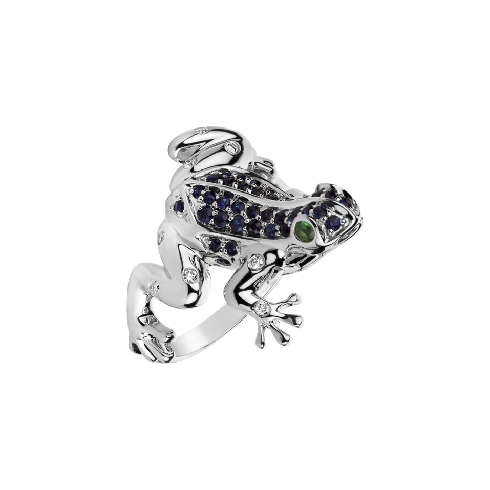 Prsteň s diamantmi, zafírmi a granátmi Prince Charming