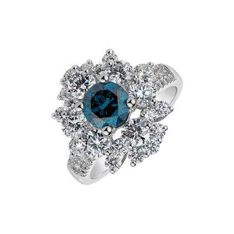 Prsteň s modrým diamantom a bielymi diamantmi Passion Treasure