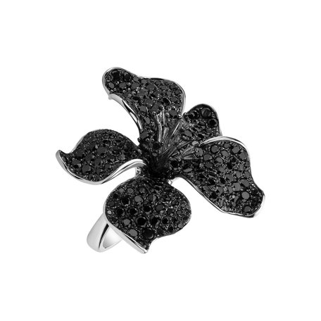 Prsteň s čiernymi a bielymi diamantmi Orchid Desire